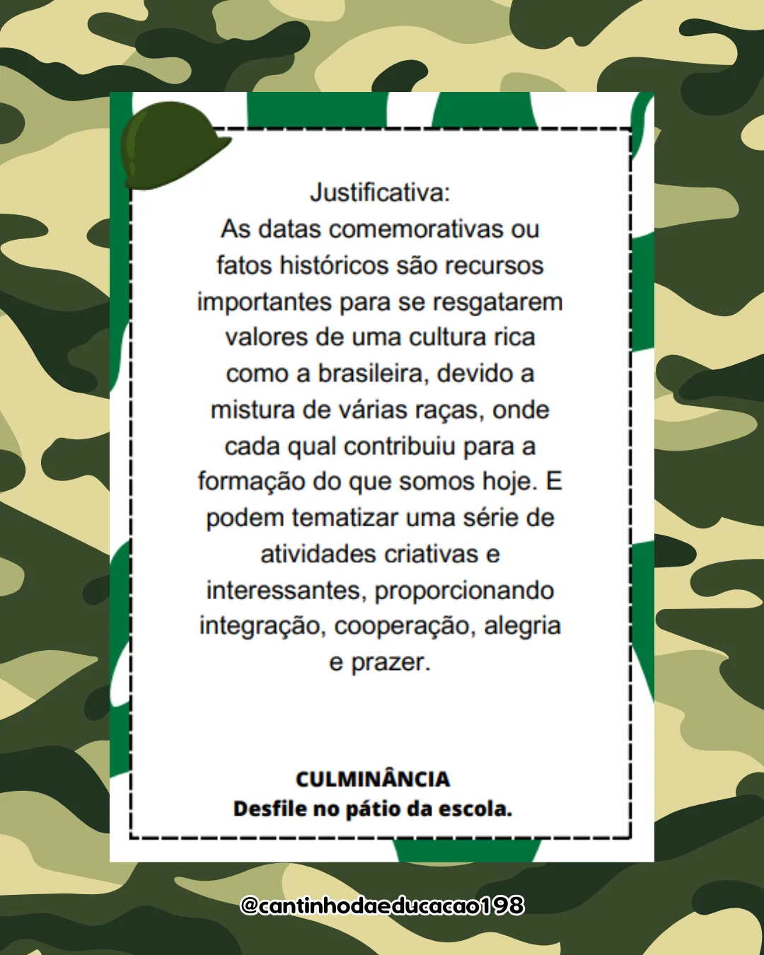 Projeto dia do soldado – Material Pedagógico — amostra 1: O que vem no material