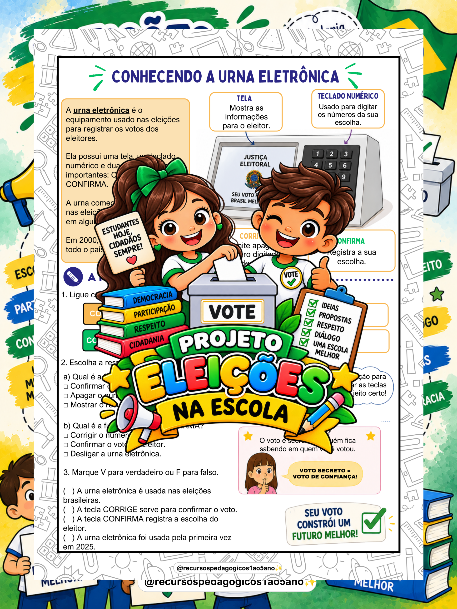 Projeto Eleição na Escola – Cidadania, Democracia e Participação | Anos Iniciais — amostra 1: O que vem no material Projeto Eleição na Escola – Cidadania, Democracia e Participação | Anos Iniciais — amostra 1: O que vem no material