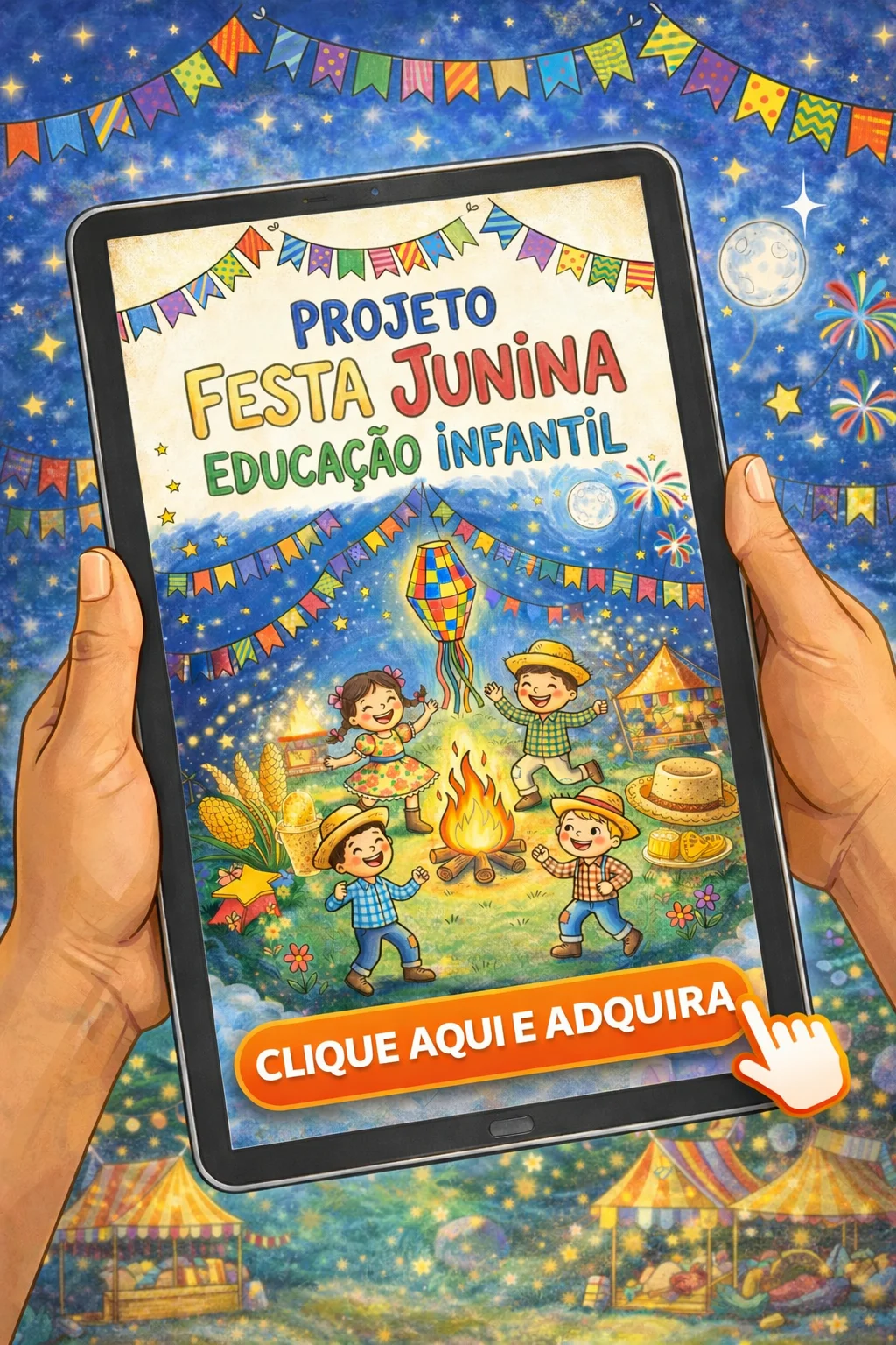 🔥🌽 PROJETO FESTA JUNINA – APRENDER, BRINCAR- ALFABETIZAÇÃO INFANTIL — capa do material