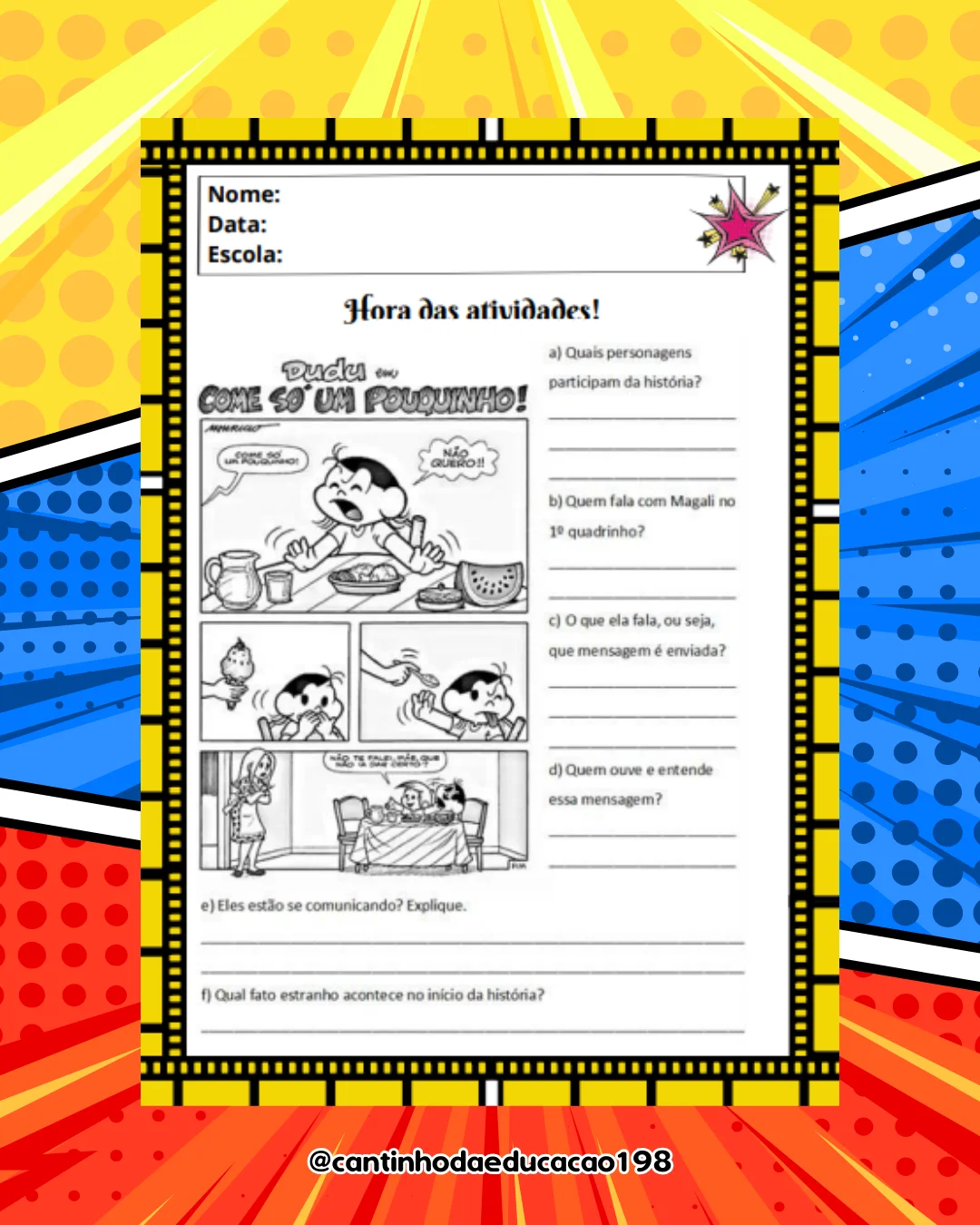 Projeto – história em quadrinhos – Material Pedagógico — amostra 4: Um projeto divertido e completo para estimular a…