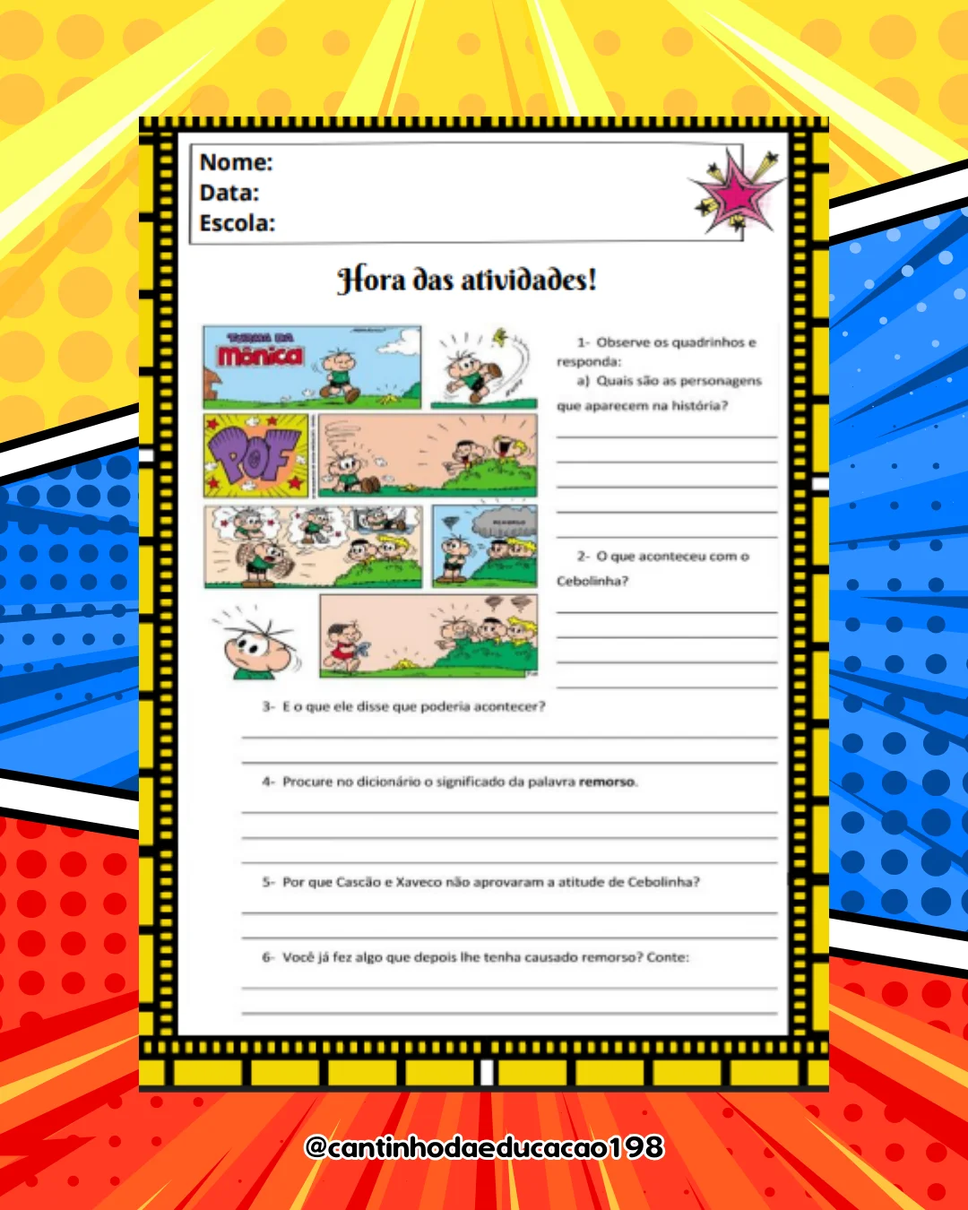 Projeto – história em quadrinhos – Material Pedagógico — amostra 5: Um projeto divertido e completo para estimular a…