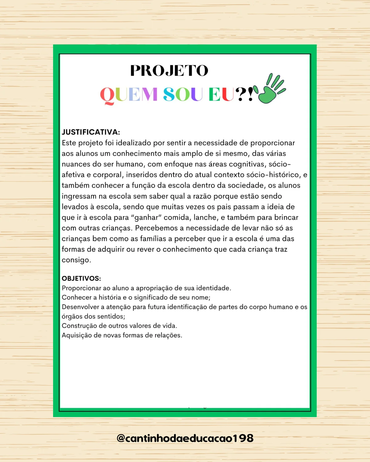 Projeto identidade – quem sou eu? – Material Pedagógico — amostra 1: O que vem no material