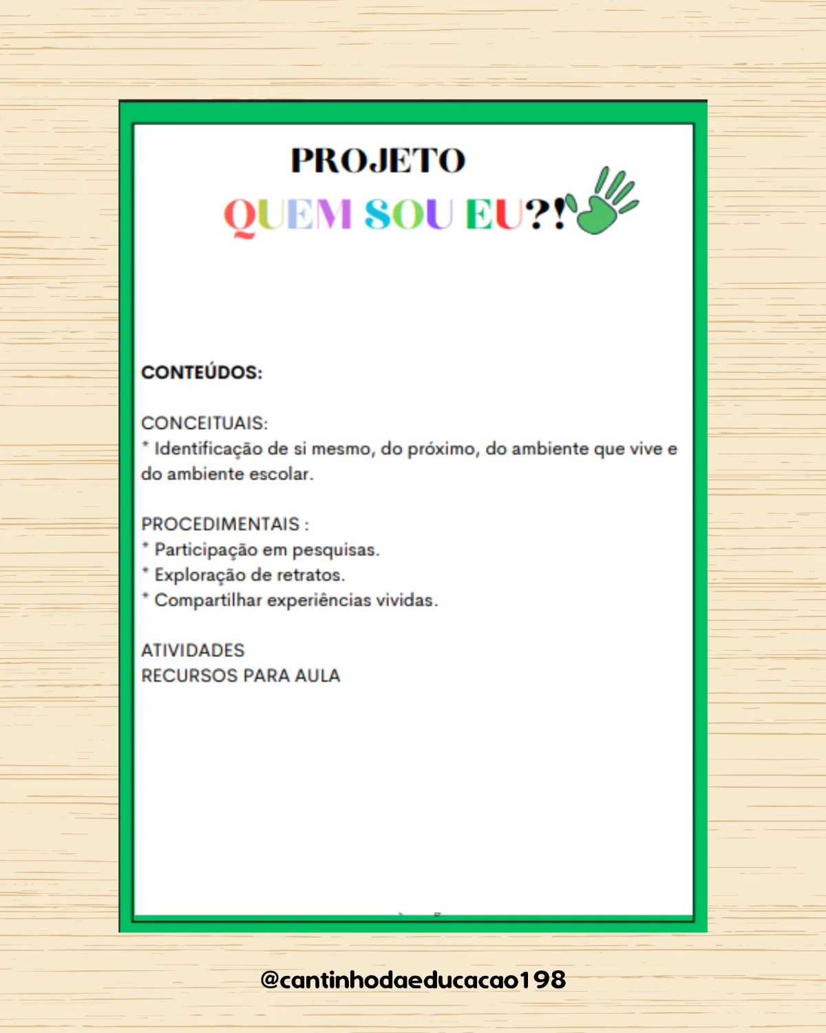 Projeto identidade – quem sou eu? – Material Pedagógico — amostra 2: Um projeto lúdico e especial para ajudar as crianças a…