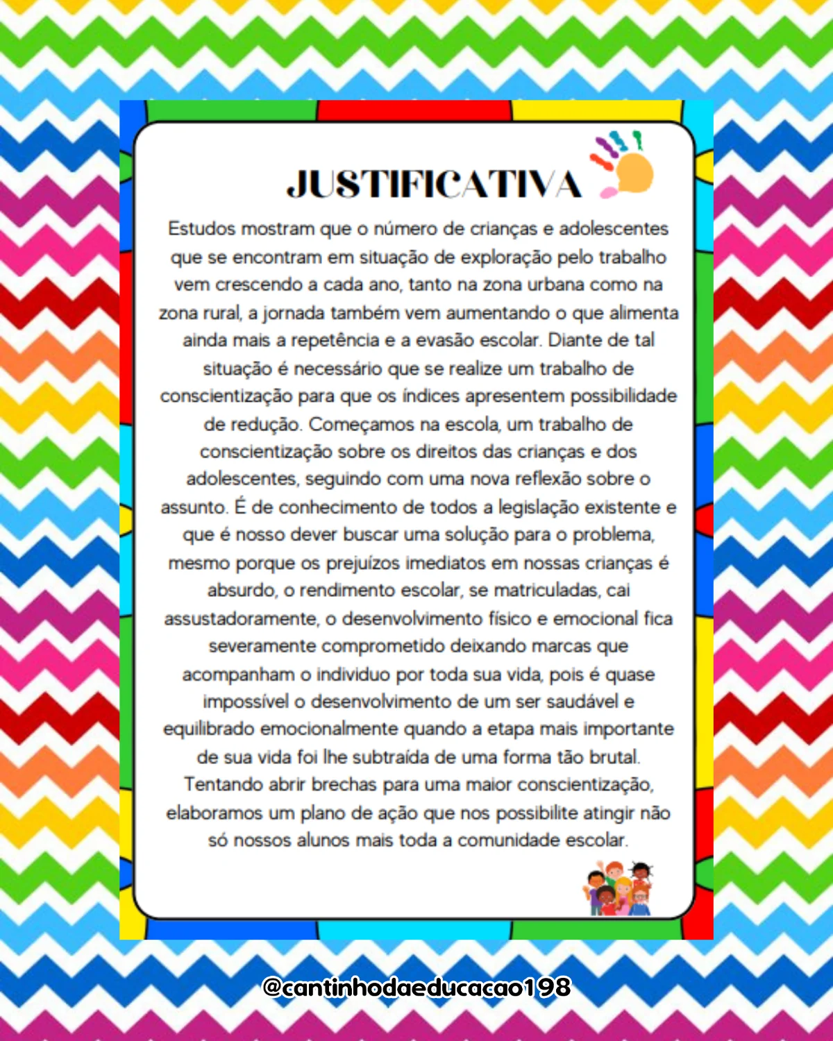 PROJETO JUNTOS NO COMBATE AO TRABALHO INFANTIL — amostra 1: O que vem no material