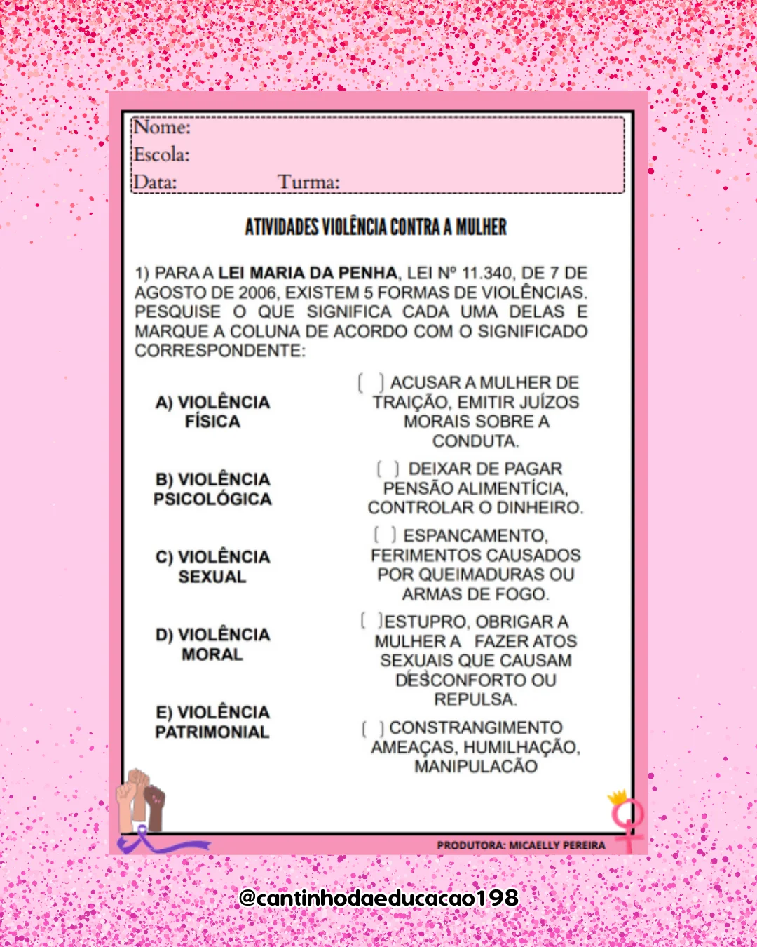 Projeto lei maria da penha – Material Pedagógico — amostra 3: Um projeto educativo para trabalhar com os alunos temas…