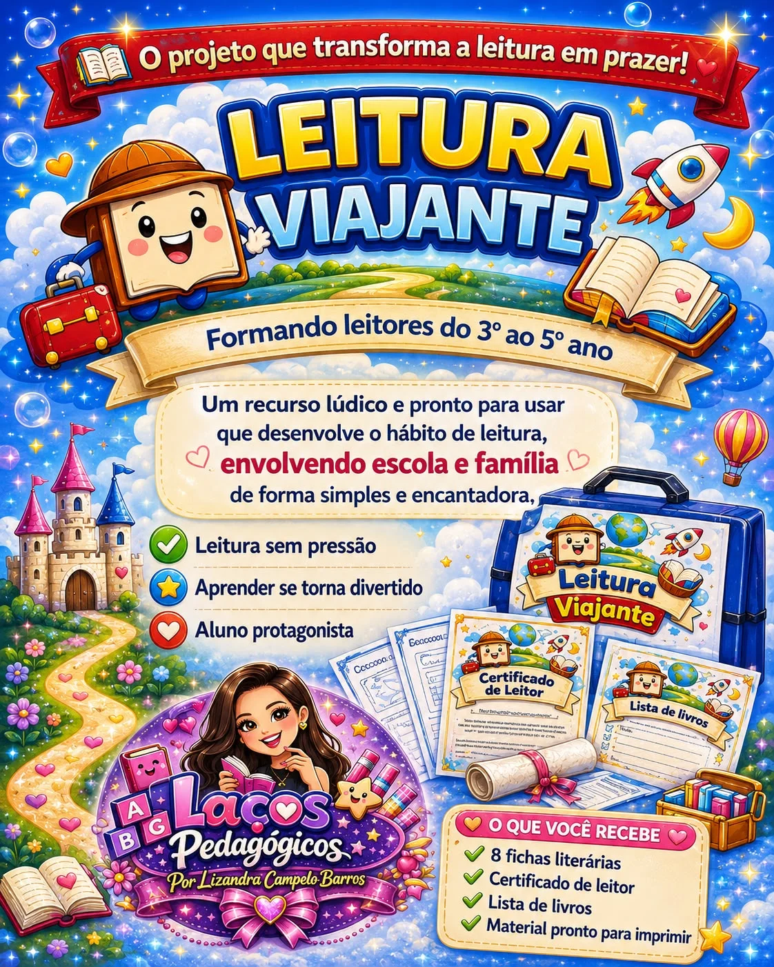 Projeto Leitura Viajante: Fichas Literárias do 3º ao 5º Ano — Alfabetização para 5º ano: Incentive o hábito leitor com uma…