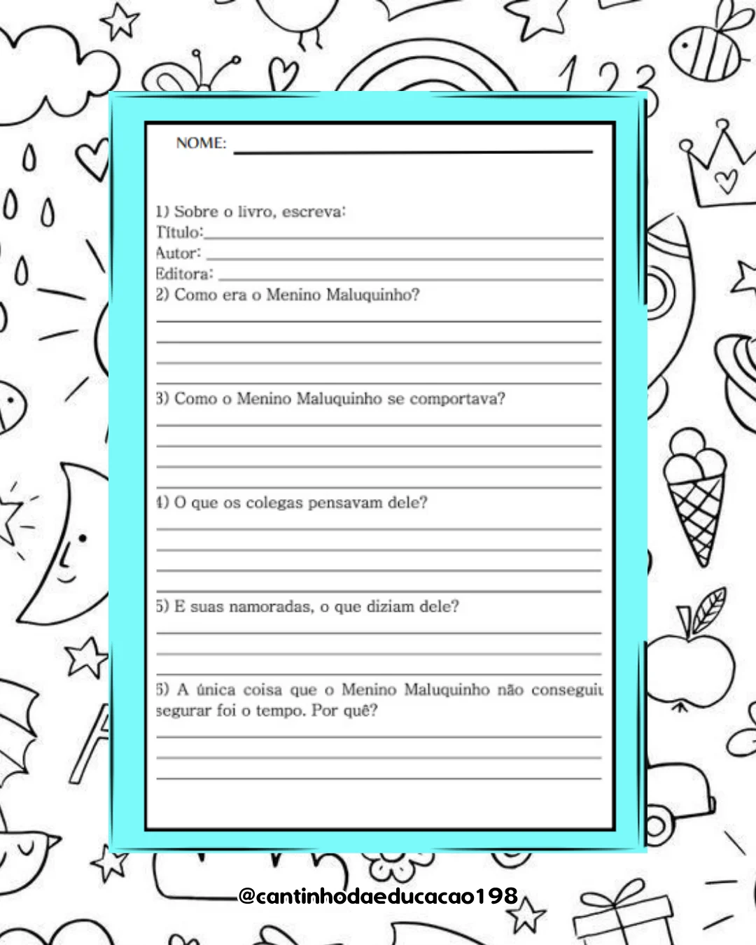 Projeto literário – menino maluquinho – Material Pedagógico — amostra 3: Um projeto divertido e completo para trabalhar…