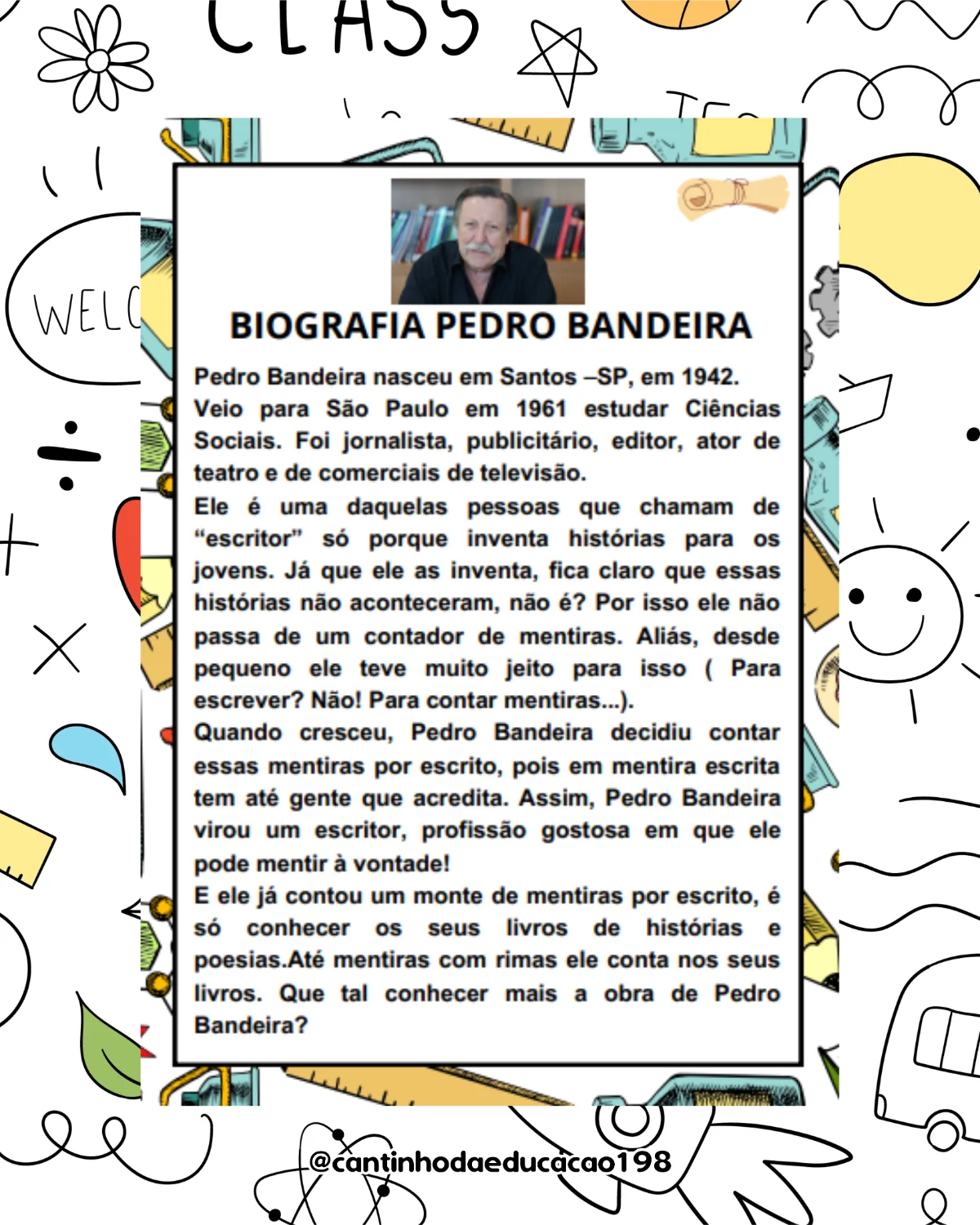 PROJETO LITERÁRIO – PEDRO BANDEIRA | BRINCANDO COM POESIAS — amostra 3: Um projeto divertido e encantador para aproximar as…