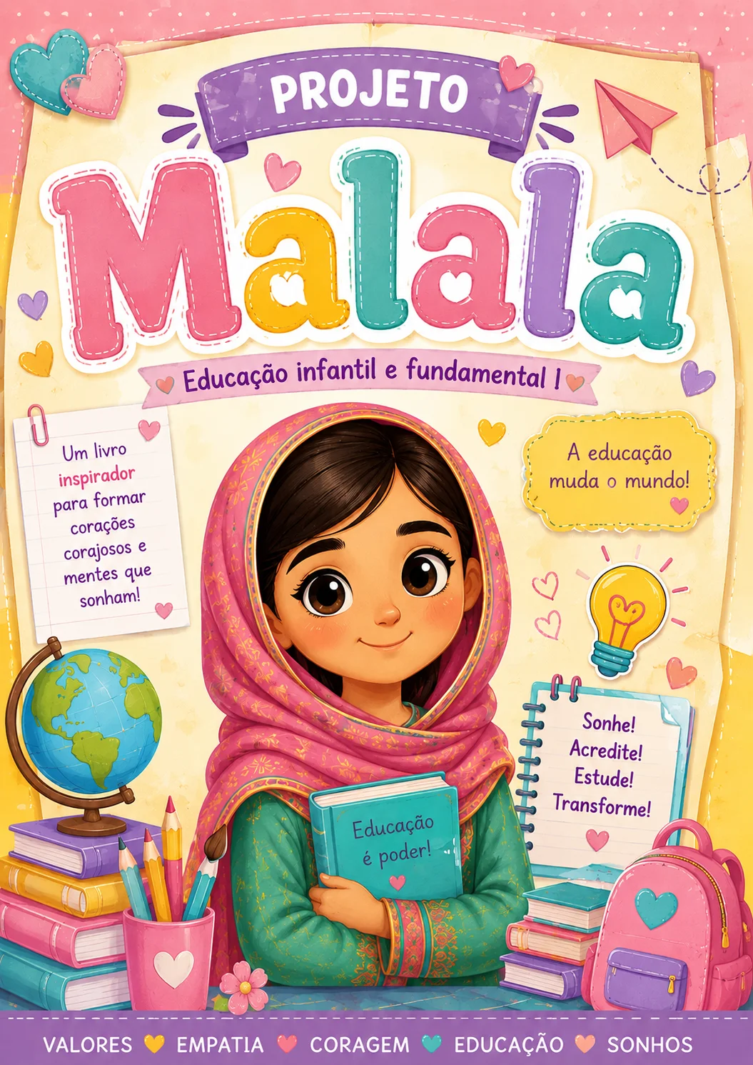 Projeto Malala: A Menina que Acreditava na Educação — Português para Educação Infantil: Projeto pedagógico sobre Malala com…
