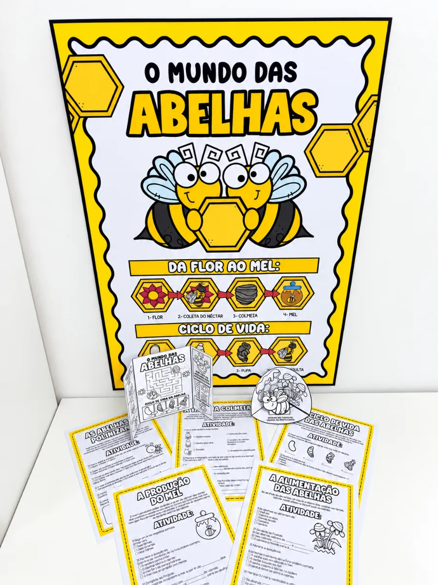 Projeto Meio Ambiente e Abelhas - Painel 9 Folhas, Atividades e Colorir PDF — Atividades para 1º ano: Um recurso completo…