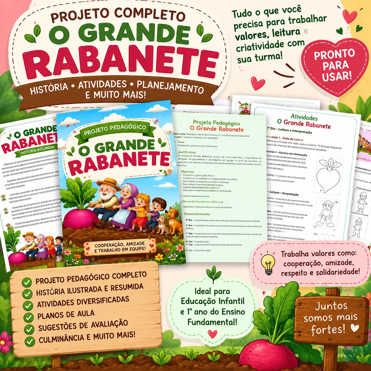 Projeto O Grande Rabanete – Atividades para Imprimir | PDF — amostra 1: O Grande Rabanete – Atividades para Imprimir 🌱📚