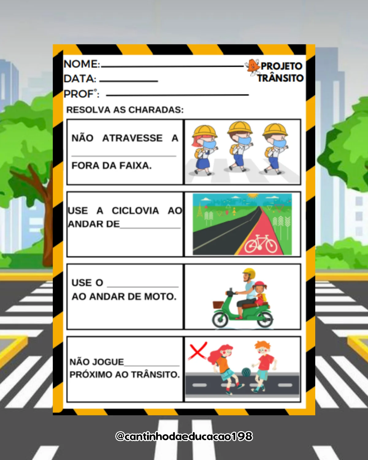 PROJETO TRÂNSITO – Atividades para Imprimir — amostra 6: Um projeto completo e lúdico para ensinar as crianças sobre…