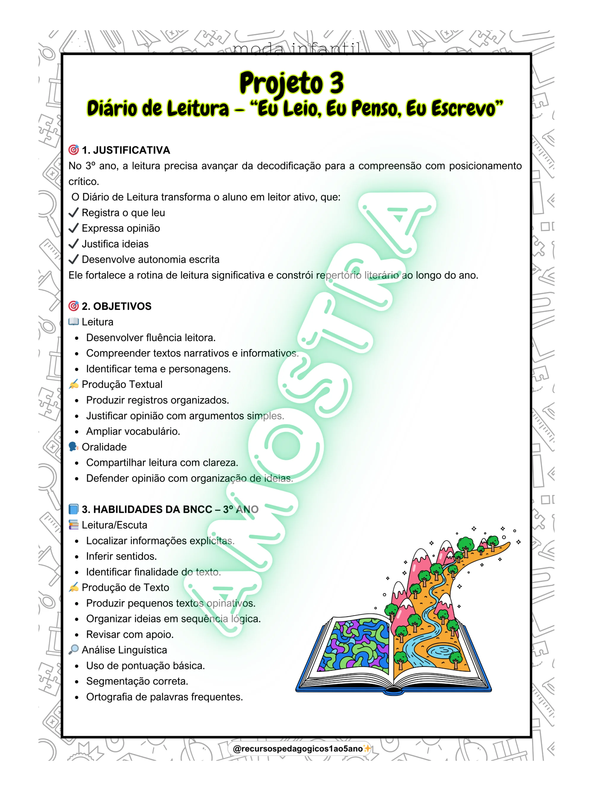 📚✨ Projeto Vivências Literárias - 3º ano — amostra 6: 📚 Projeto Vivências Literárias para o 3º ano: leitura,…