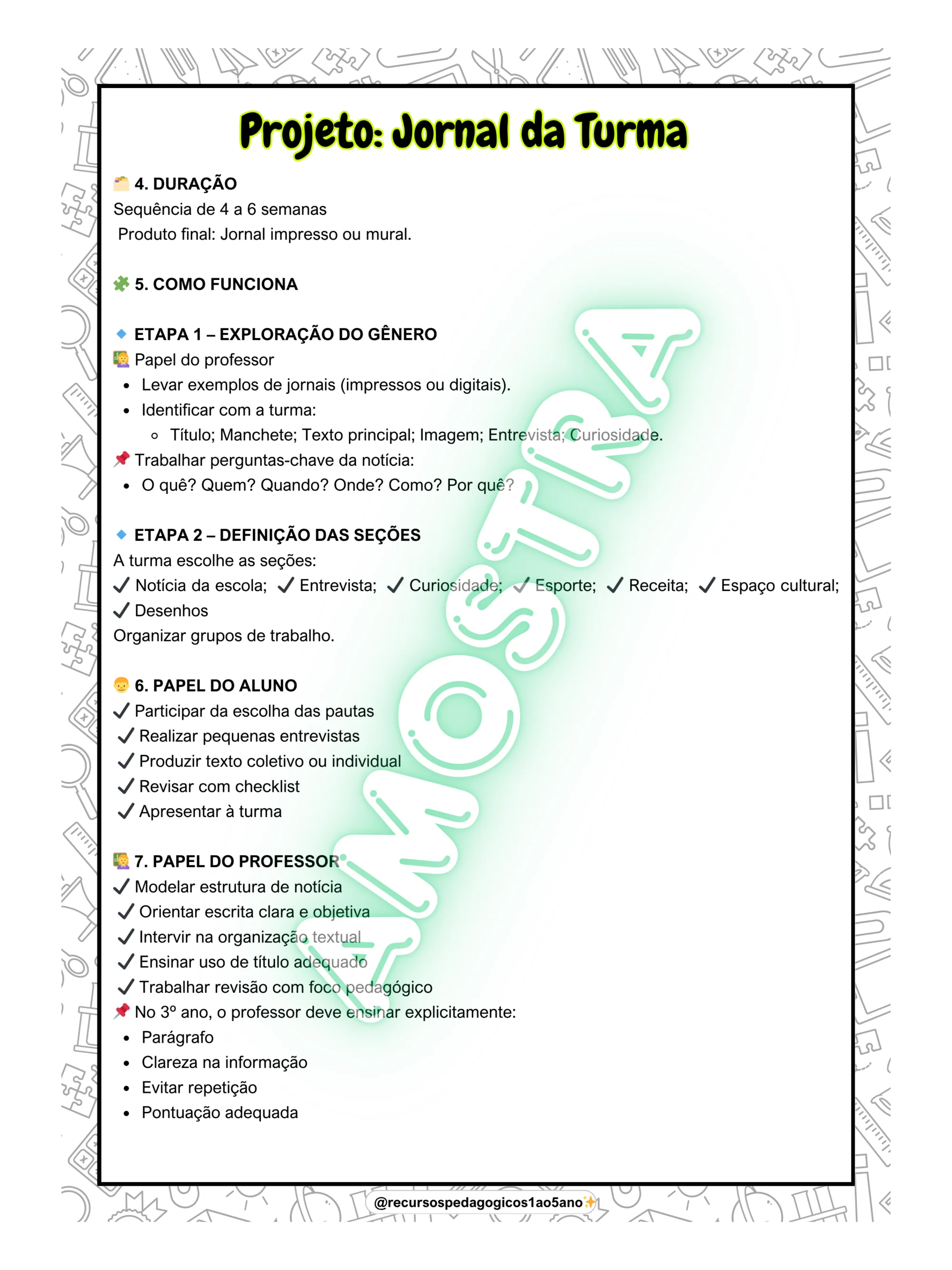 📚✨ Projeto Vivências Literárias - 3º ano — amostra 7: 📚 Projeto Vivências Literárias para o 3º ano: leitura,…