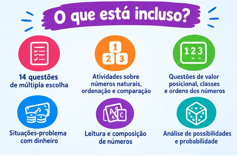 Prova de Matemática 5º Ano – Números, Operações e Probabilidade — amostra 1: Avaliação de Matemática – 5º Ano do Ensino…