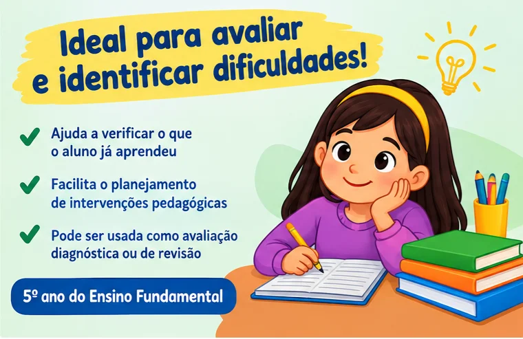 Prova de Matemática 5º Ano – Números, Operações e Probabilidade — amostra 2: Esta avaliação de Matemática foi elaborada…
