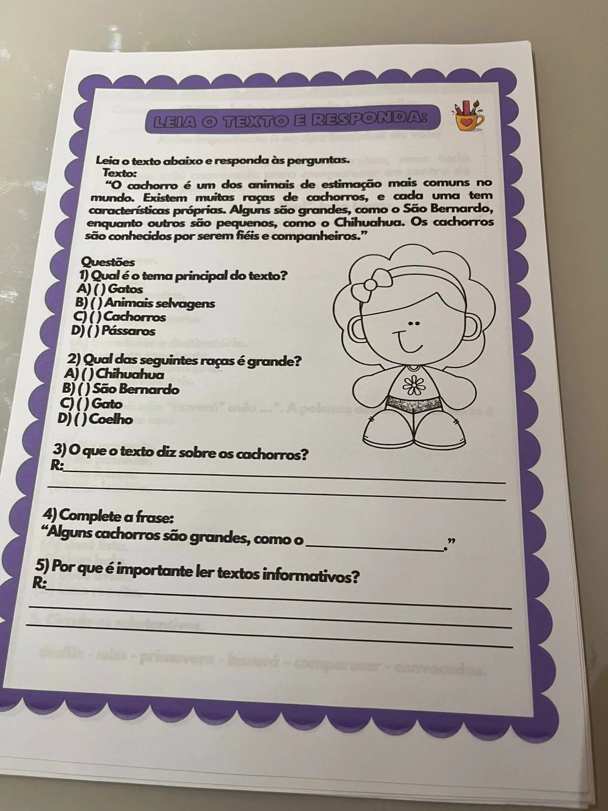 PROVA DIAGNÓSTICA – LÍNGUA PORTUGUESA | 5º ANO — amostra 6: Esta Prova Diagnóstica de Língua Portuguesa – 5º Ano foi…