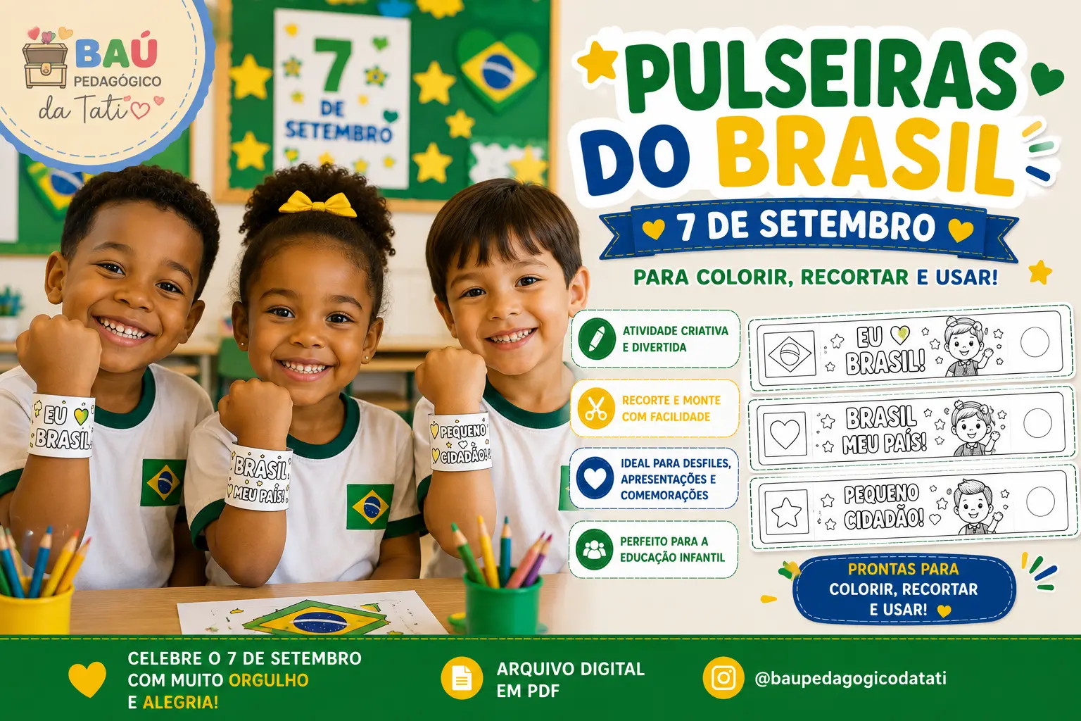 Pulseiras do Brasil para Colorir – 7 de Setembro — capa do material
