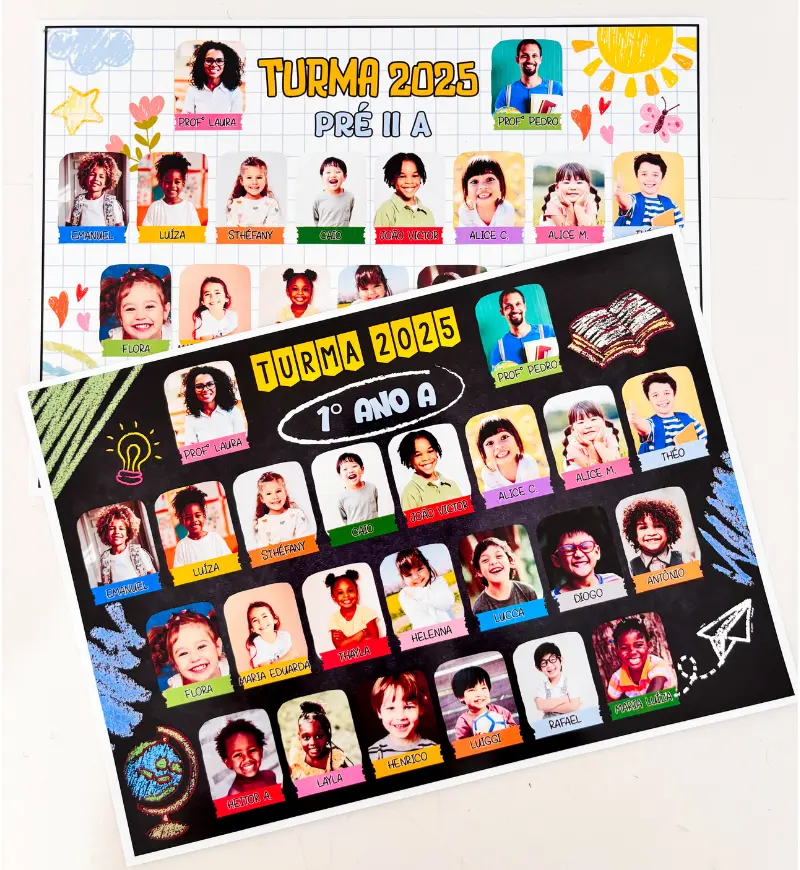Quadro da Turma Personalizável para Lembrança de Fim de Ano — amostra 1: Quadro da Turma: uma recordação do ano escolar