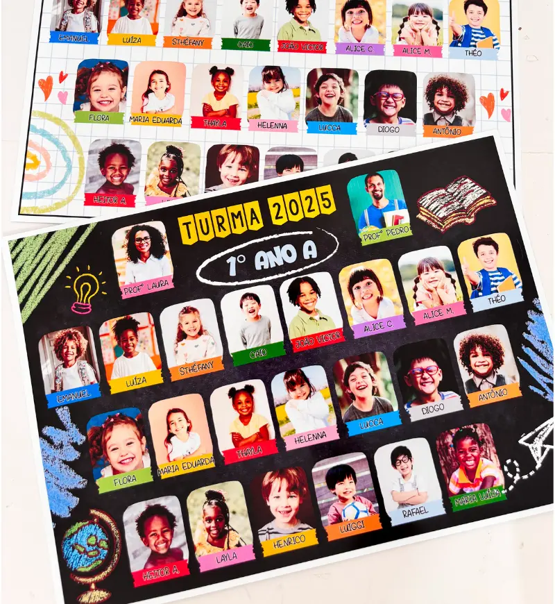 Quadro da Turma Personalizável para Lembrança de Fim de Ano — amostra 2: O que vem no material
