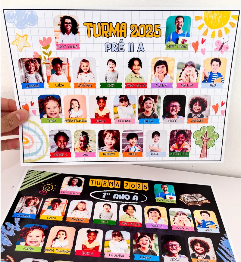Quadro da Turma Personalizável para Lembrança de Fim de Ano — amostra 3: Como usar no encerramento do ano