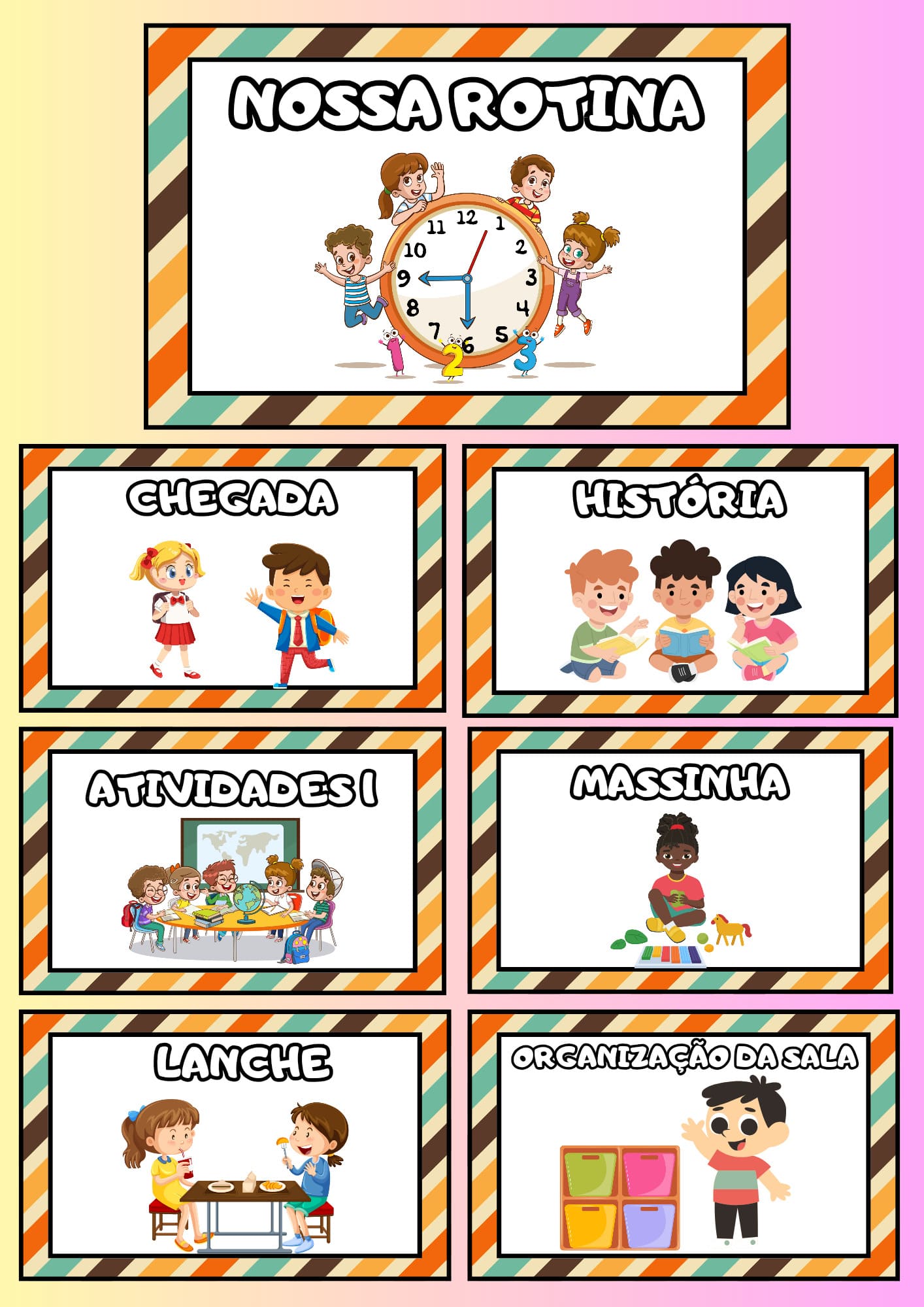 Quadro de rotina educação infantil – PDF para Imprimir — Datas comemorativas para Educação Infantil: Quadro de Rotina…