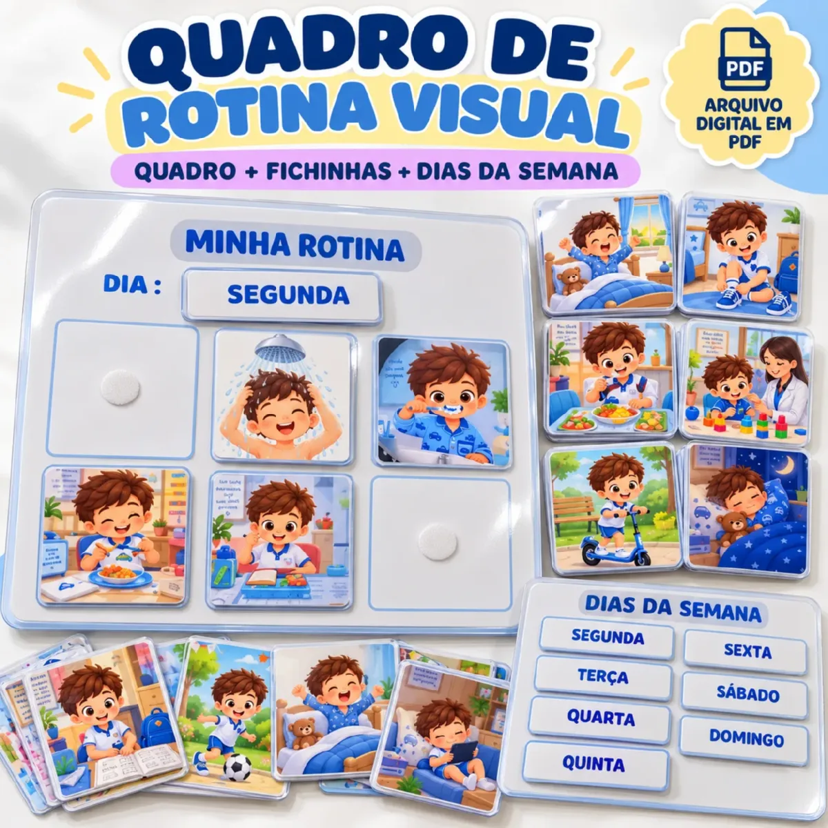 Quadro de Rotina Visual Infantil em PDF com Fichas Ilustradas — Atividades para Todas as séries: Quadro de Rotina Visual…