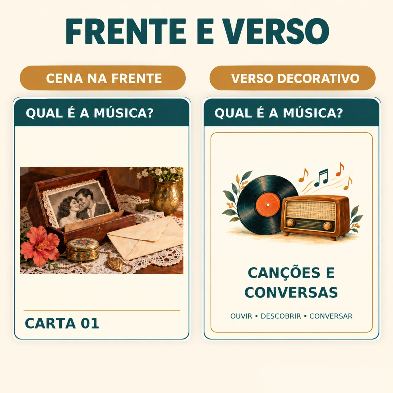 Qual É a Música? — Canções e Conversas em PDF — amostra 2: 32 cartas ilustradas grandes com versos, guia de pistas,…