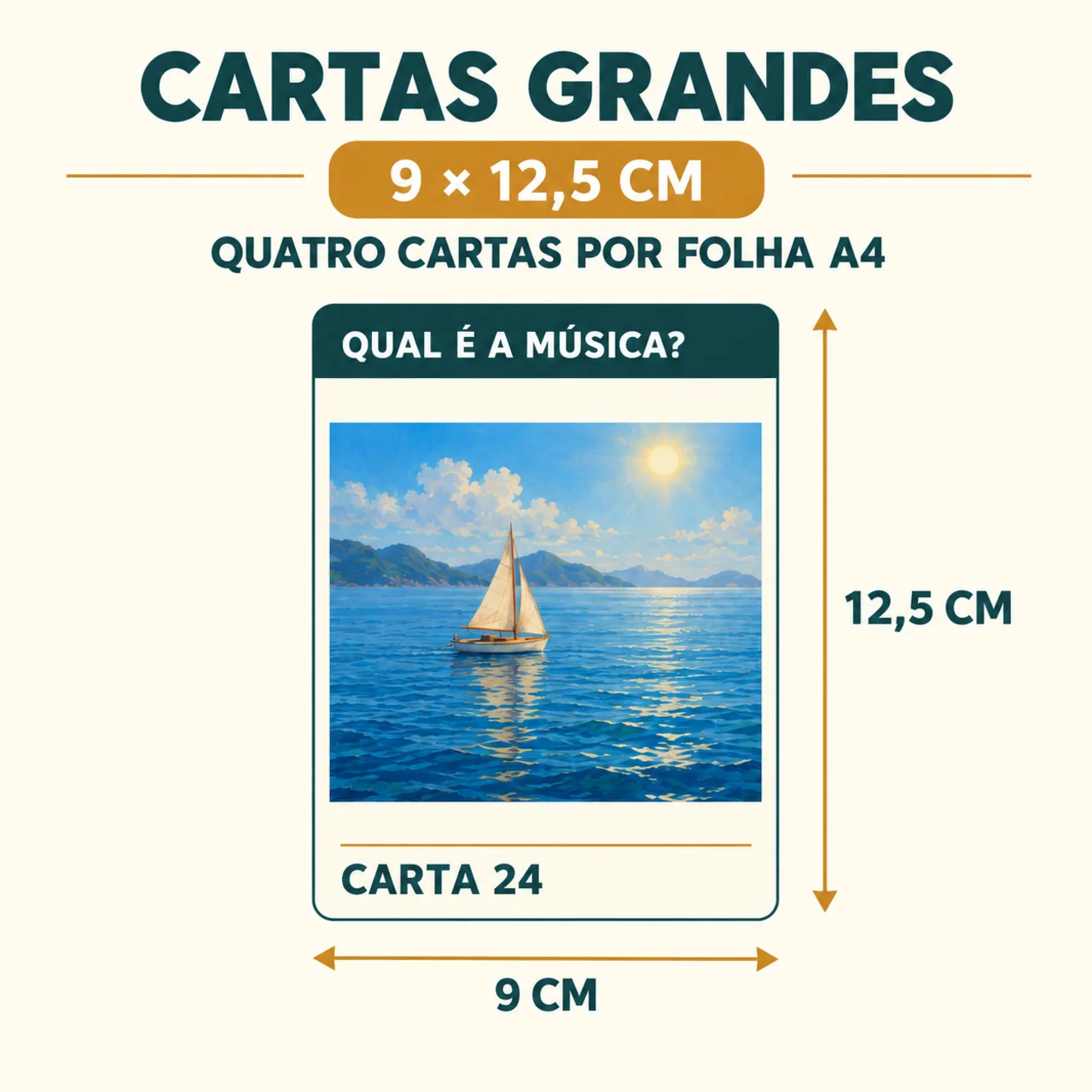 Qual É a Música? — Canções e Conversas em PDF — amostra 3: 32 cartas ilustradas grandes com versos, guia de pistas,…