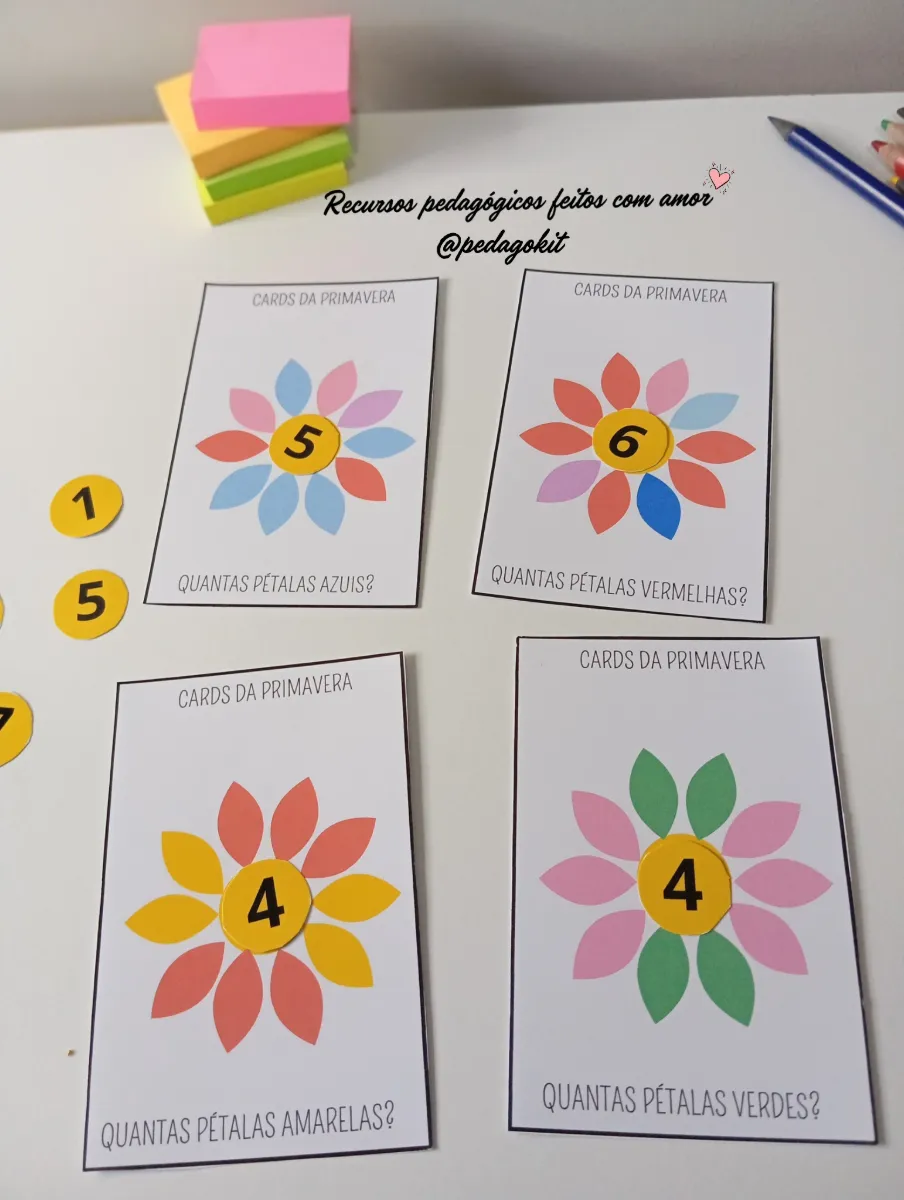 Quantas pétalas? Cards da primavera - matemática — amostra 1: Uma atividade lúdica, colorida e perfeita para trabalhar…