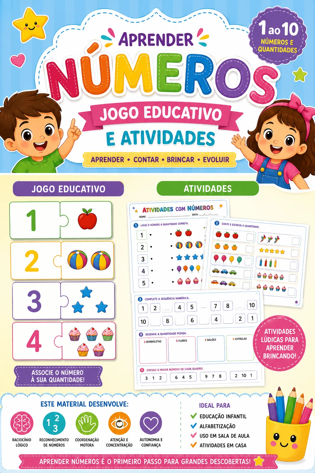 🔢✨ QUANTIMÁGICO – NÚMEROS E QUANTIDADES ✨🔢 — Jogos pedagógicos para Educação Infantil: 🔢✨ QUANTIMÁGICO – NÚMEROS E…