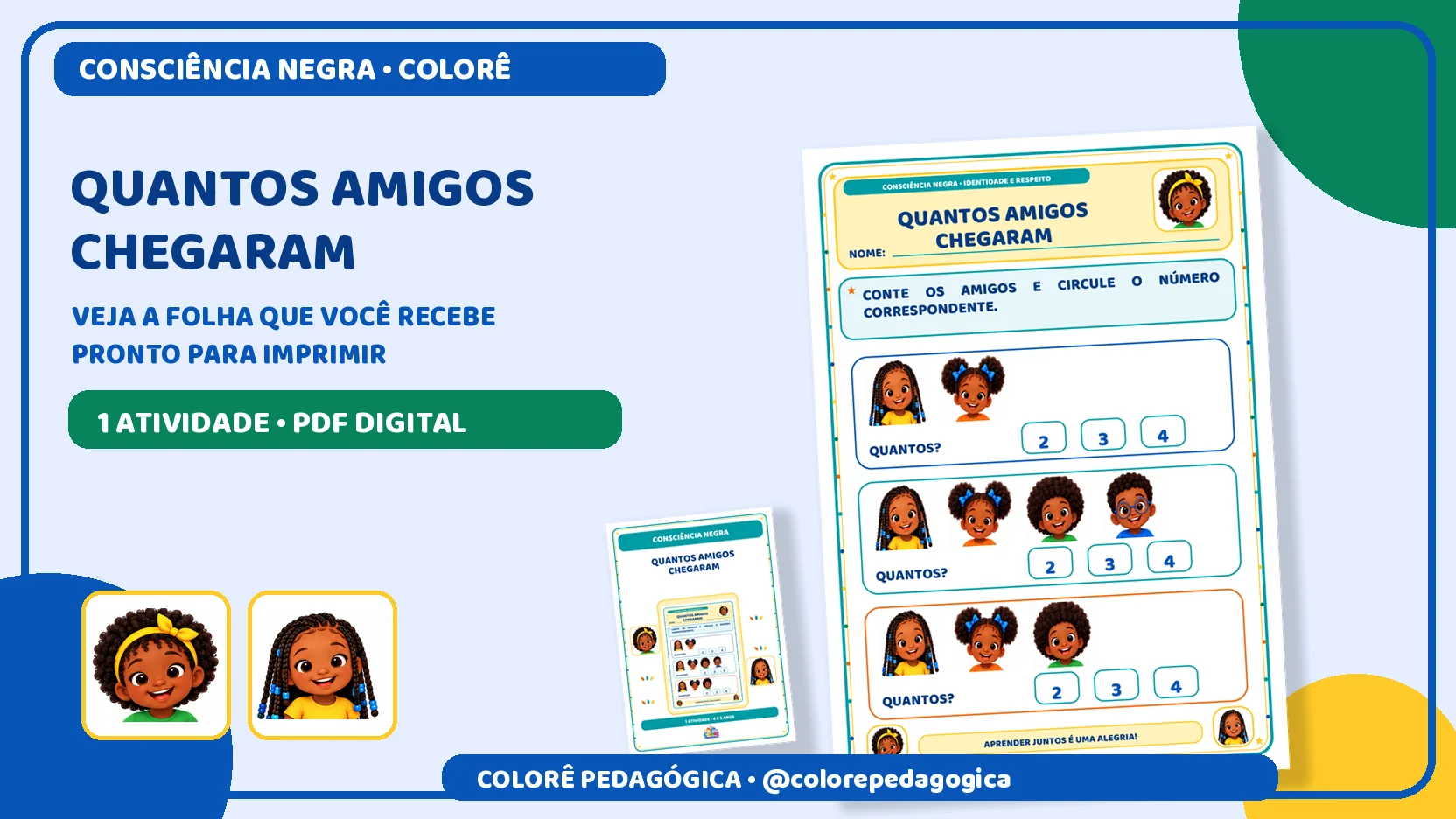 Quantos amigos chegaram | Matemática e Consciência Negra — Datas comemorativas para Educação Infantil: Atividade para…