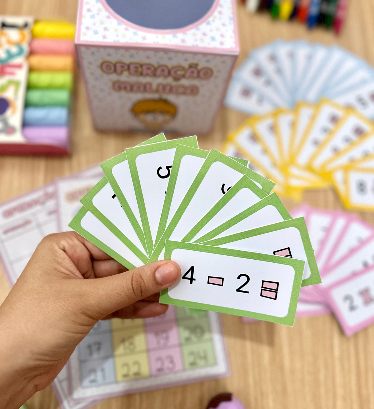 Quatro operações: atividade em equipe Operação Maluca — amostra 5: Trabalhe as quatro operações com sorteio de fichas,…