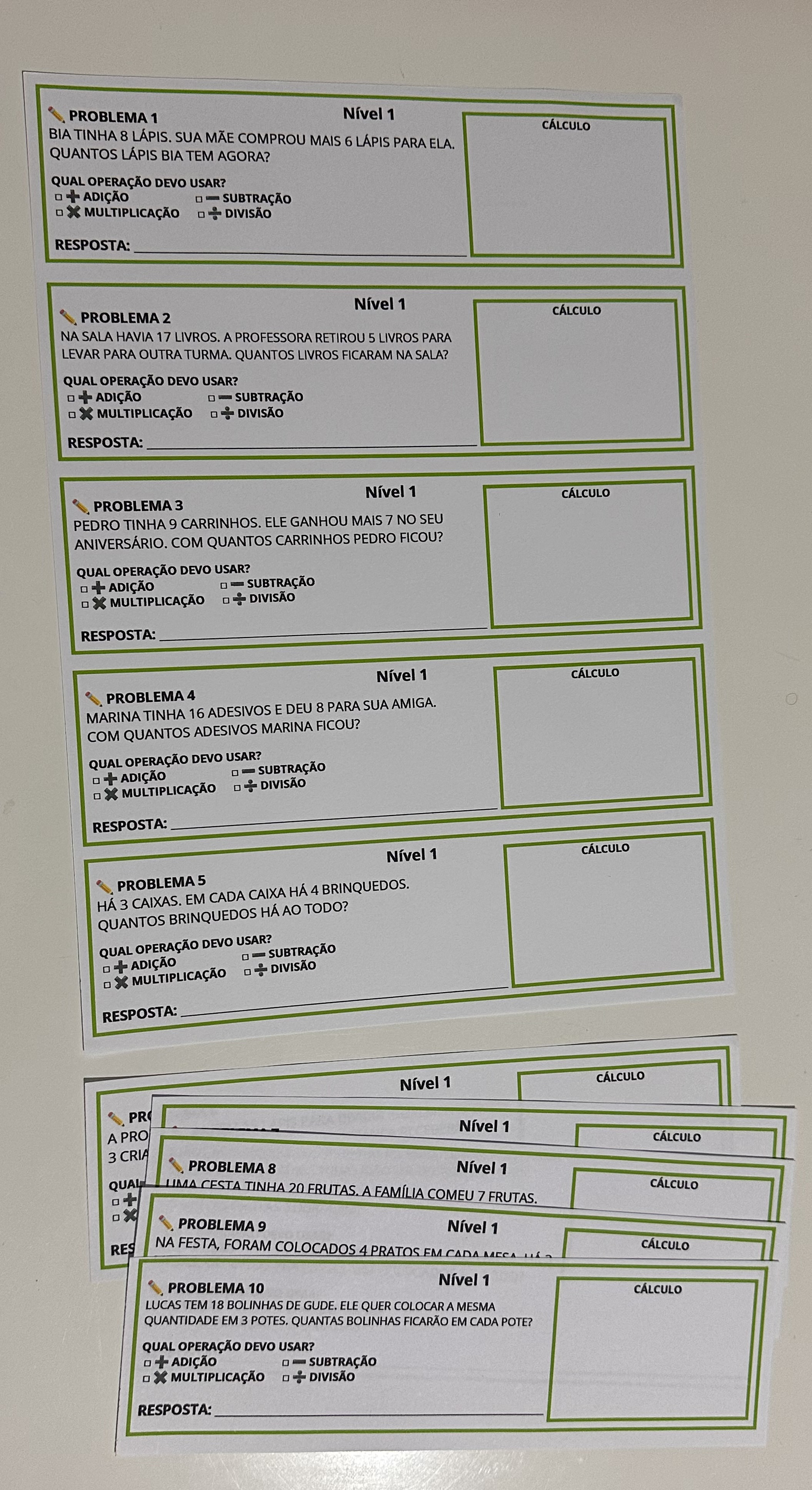 Quatro Operações na Prática | Marca-página + Problemas | 2º ao 5º ano — amostra 2: O material contém