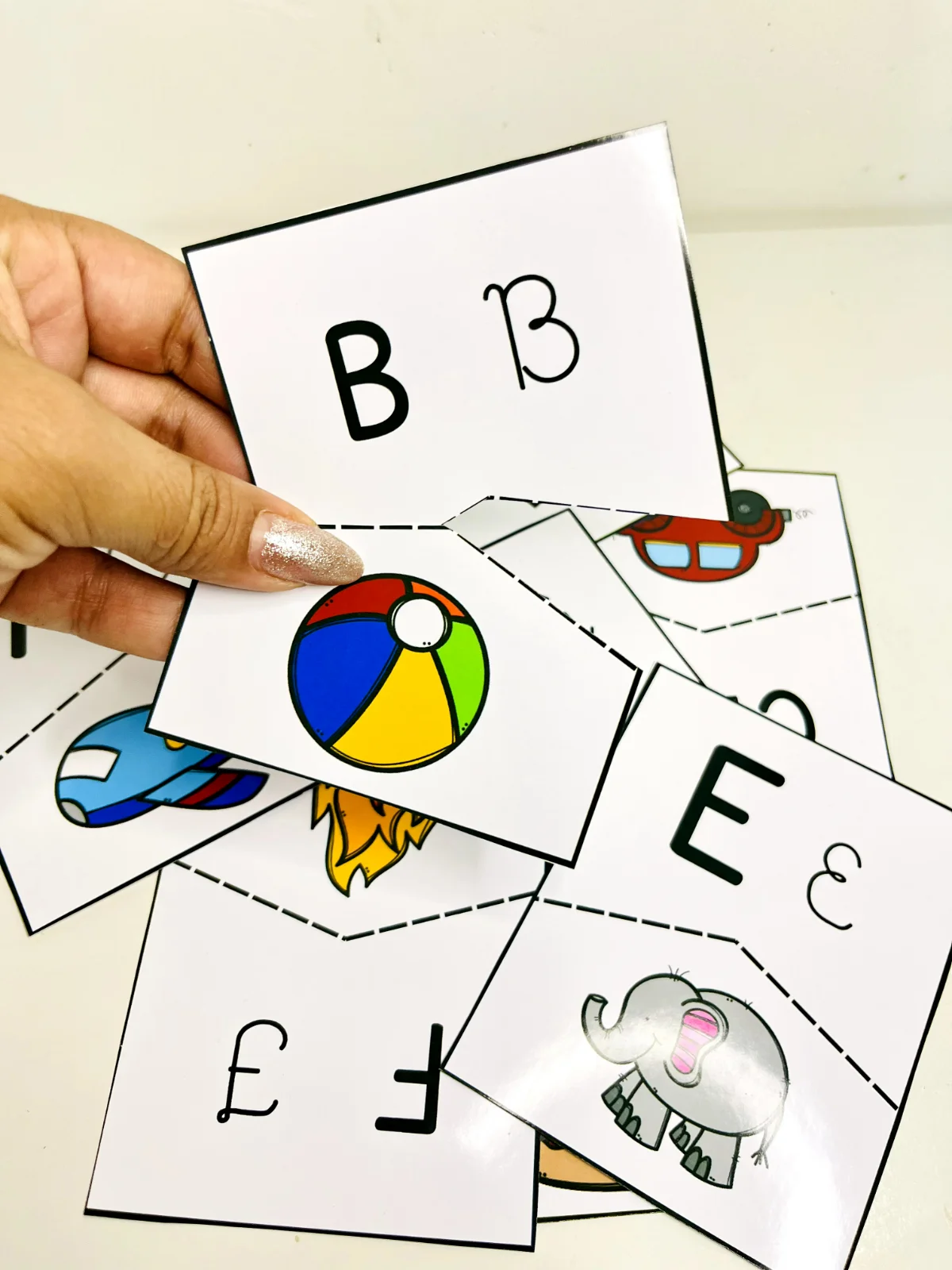 Quebra-Cabeça Alfabético: Letras e Imagens em PDF — amostra 2: Peças de quebra-cabeça que unem letra, imagem e palavra,…