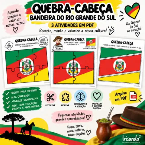 Quebra-Cabeça Bandeira do Rio Grande do Sul | Educação Infantil — amostra 2: 💚❤️💛 Uma atividade simples, divertida e… Quebra-Cabeça Bandeira do Rio Grande do Sul | Educação Infantil — amostra 2: 💚❤️💛 Uma atividade simples, divertida e…