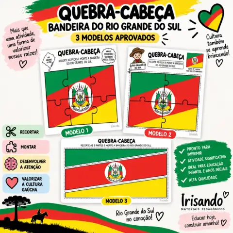 Quebra-Cabeça Bandeira do Rio Grande do Sul | Educação Infantil — capa do material