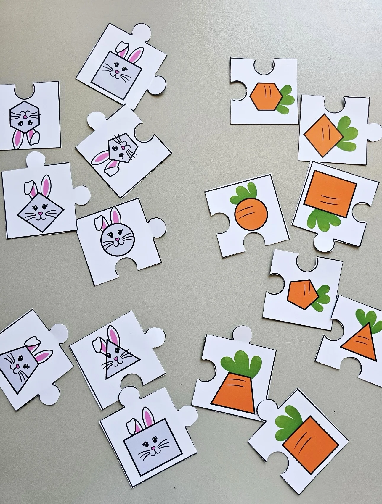 Quebra cabeça coelhinho — amostra 1: Arquivo com jogo de pareamento temático 🐰🥕, ideal para Educação Infantil e início do…