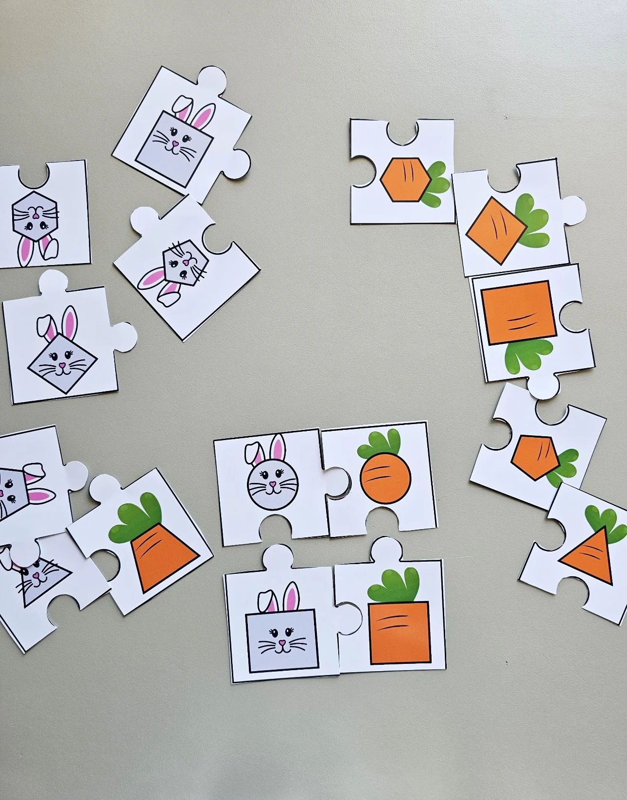 Quebra cabeça coelhinho — amostra 2: Arquivo com jogo de pareamento temático 🐰🥕, ideal para Educação Infantil e início do…