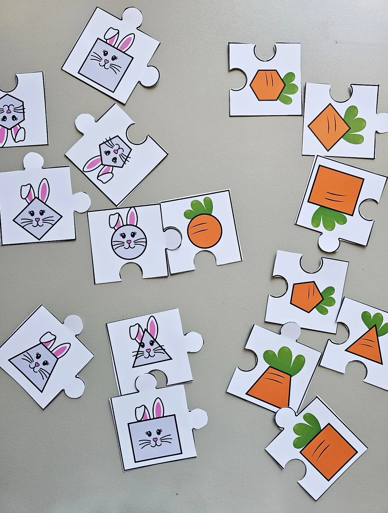 Quebra cabeça coelhinho — Datas comemorativas para Educação Infantil: Arquivo com jogo de pareamento temático 🐰🥕, ideal…