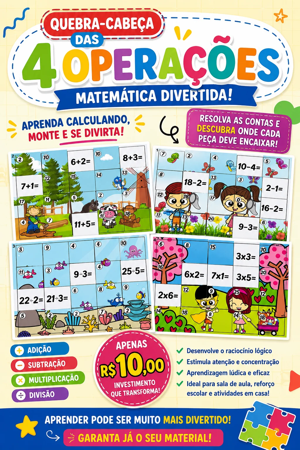 QUEBRA-CABEÇA DAS 4 OPERAÇÕES – MATEMÁTICA DIVERTIDA! — capa do material