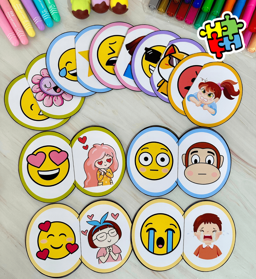 Quebra-Cabeça das Emoções: 20 Fichas em PDF para Imprimir — Jogos pedagógicos para Educação Infantil: Trabalhe o…