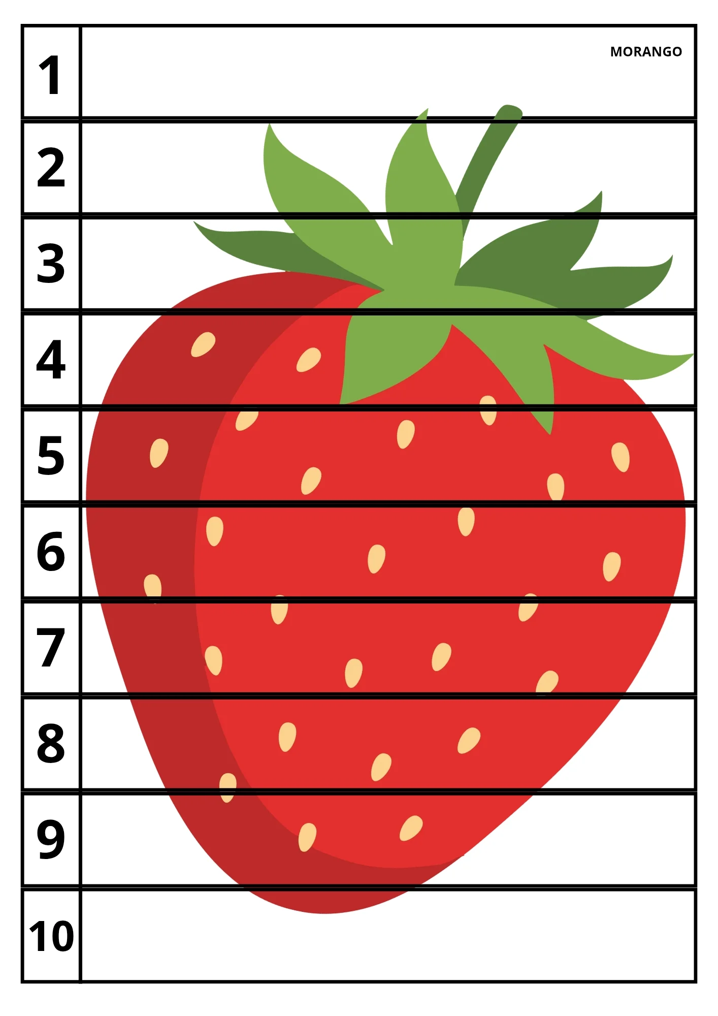 Quebra-Cabeça das Frutas | Recurso Inclusivo para Educação Infantil e AEE — amostra 3: 🍓 Quebra-cabeça numérico de 1 a 10…