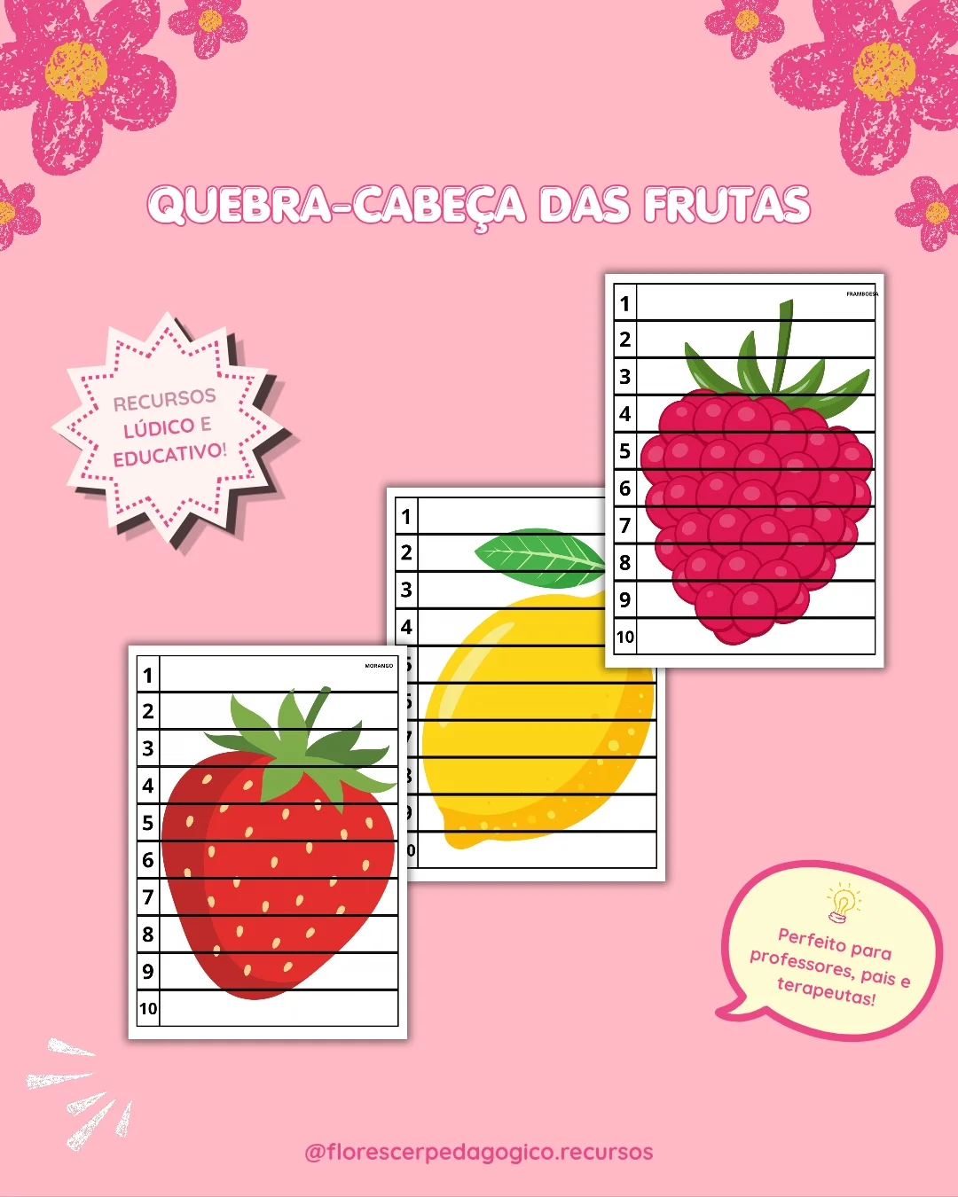 Quebra-Cabeça das Frutas | Recurso Inclusivo para Educação Infantil e AEE — Jogos pedagógicos para Educação Infantil: 🍓…
