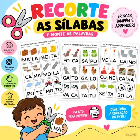 🧩 QUEBRA-CABEÇA DAS SÍLABAS - Alfabetização — amostra 1: Um recurso lúdico para trabalhar a consciência silábica e a…