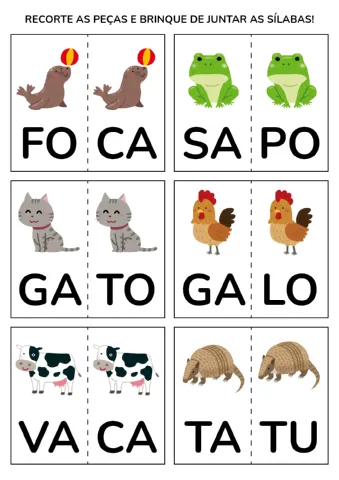 🧩 QUEBRA-CABEÇA DAS SÍLABAS - Alfabetização — amostra 2: Um recurso lúdico para trabalhar a consciência silábica e a…