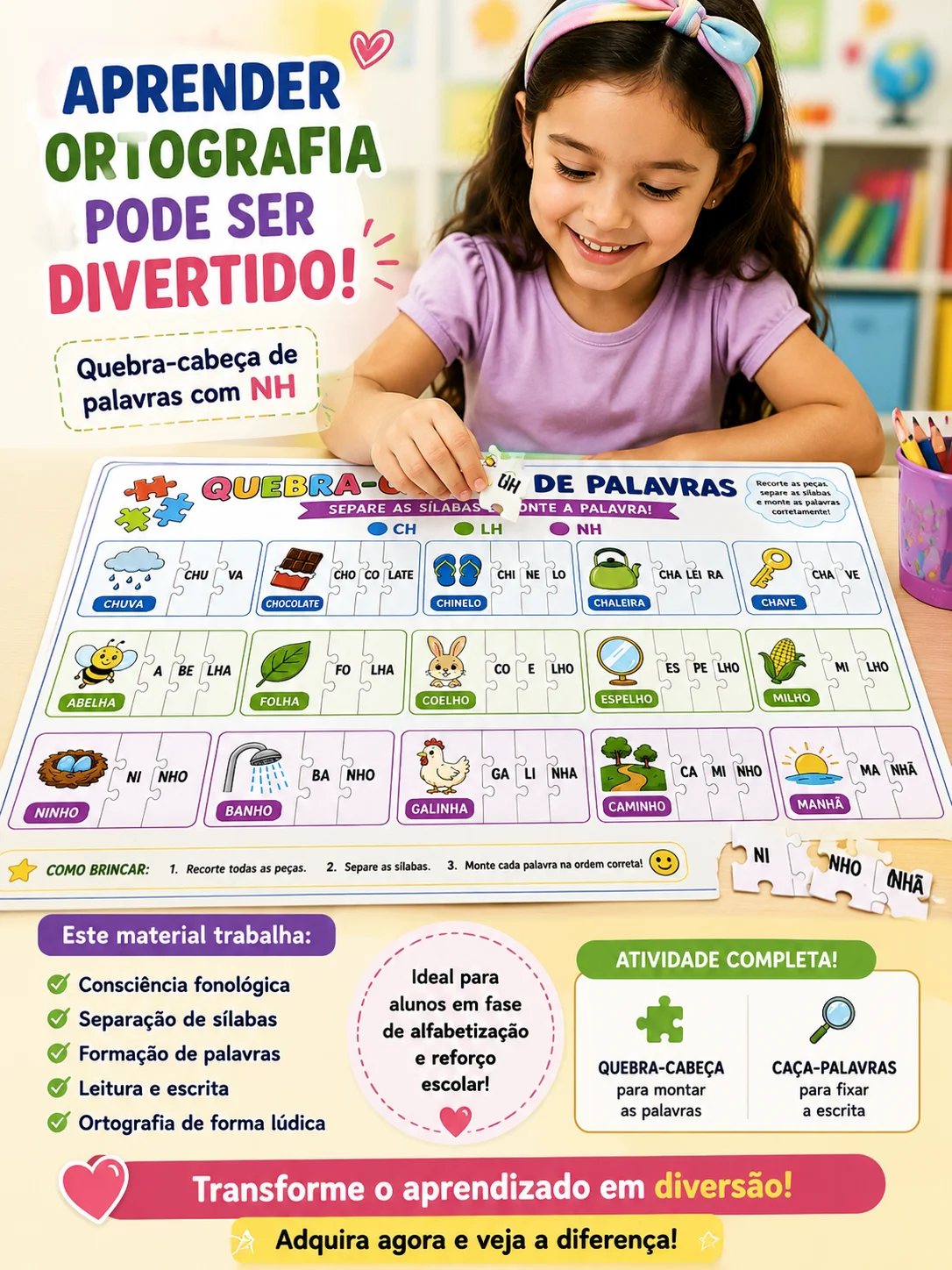 Quebra cabeça de palavras com LH,NH e CH (cópia) — capa do material