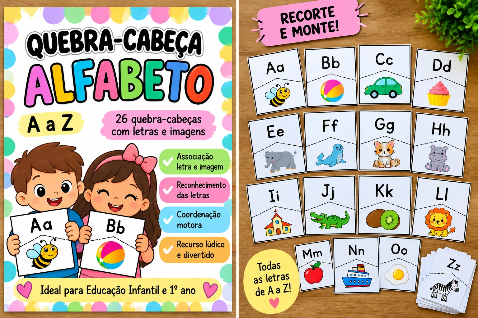 Quebra-Cabeça do Alfabeto – Letras e Figuras para Alfabetização — capa do material