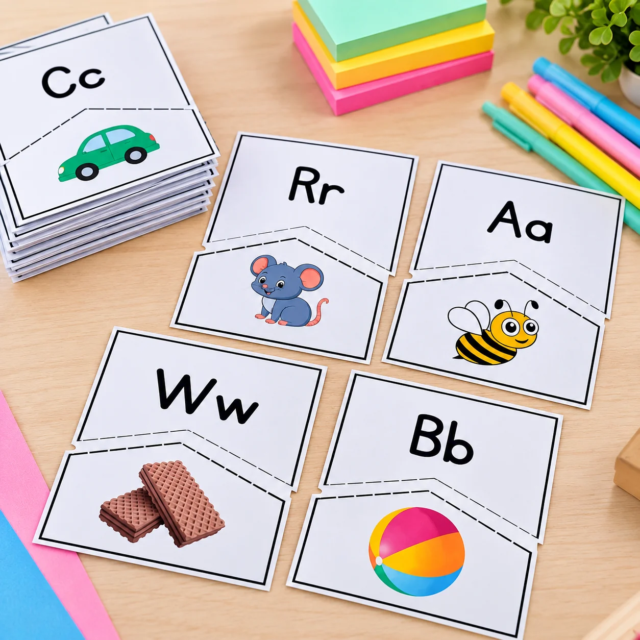 Quebra-Cabeça do Alfabeto – Letras e Figuras para Alfabetização — amostra 1: Material com o alfabeto completo de A a Z,…