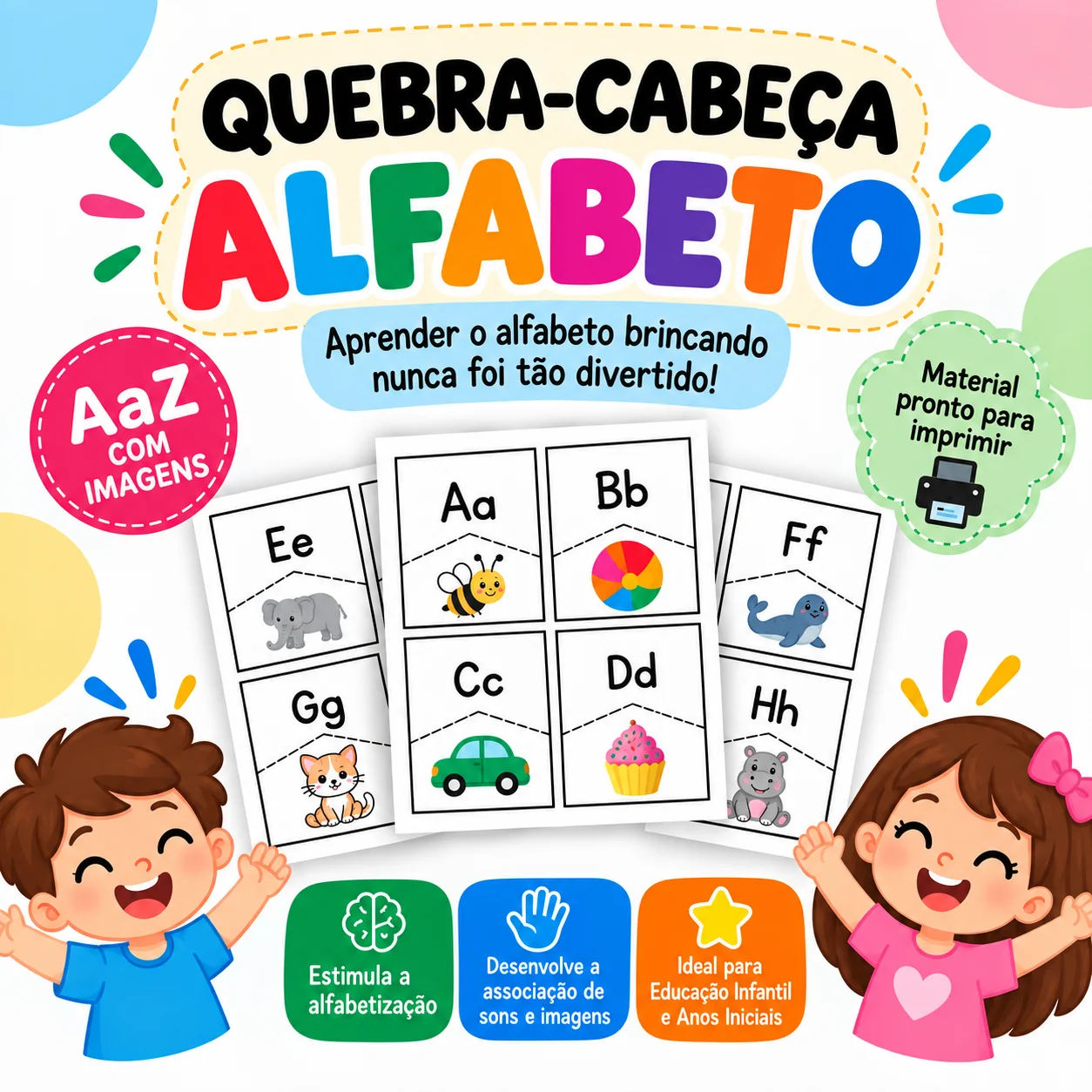 Quebra-Cabeça do Alfabeto – Letras e Figuras para Alfabetização — capa do material
